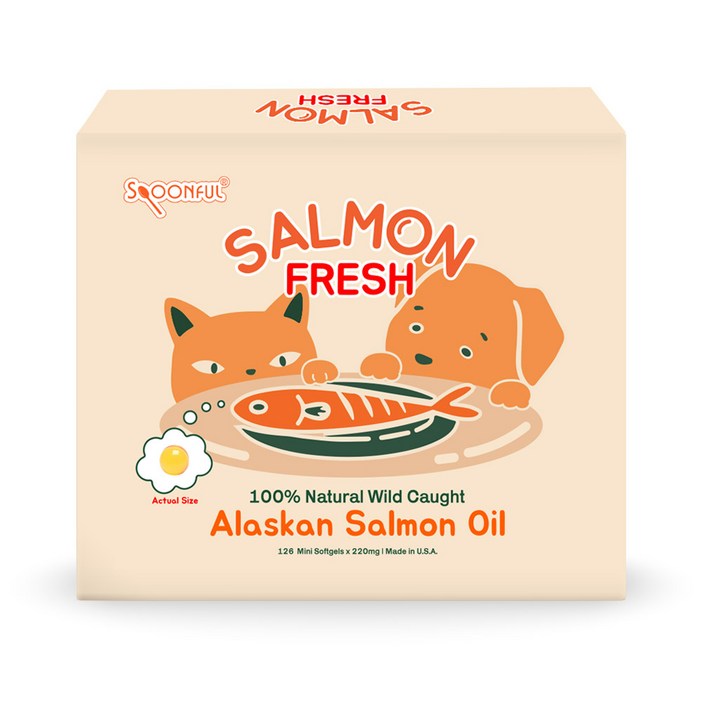 스푼풀 강아지 고양이 오메가3 영양제 FRESH 미국 직수입 천연 연어 오일 220mg