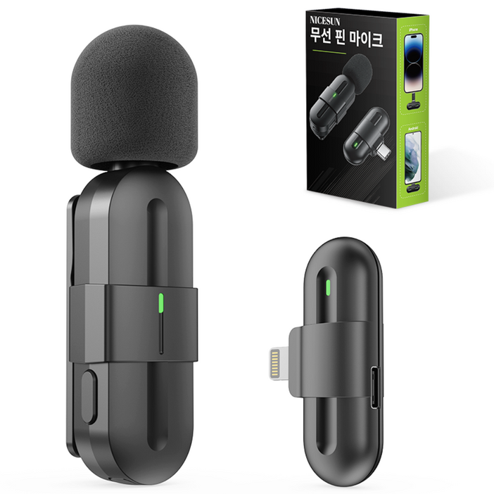 NICESUN 미니 무선 핀마이크 영상 촬영용 아이폰/안드로이드/태블릿, Vlog/유튜브/방송용 마이크 T16