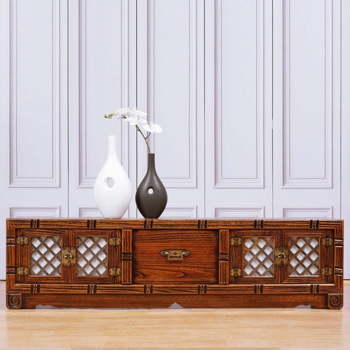 다한수제고가구 오동 창살 1단 거실장 1500 원목 엔틱, 단일 색상