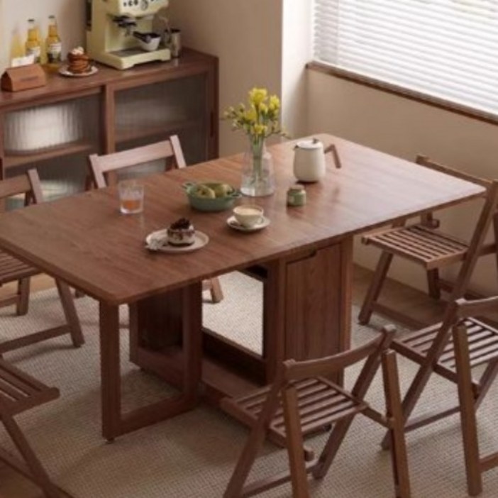 ORDUNE 접이식 식탁 테이블 확장형 폴딩 윙드 공간활용 고무나무 원목