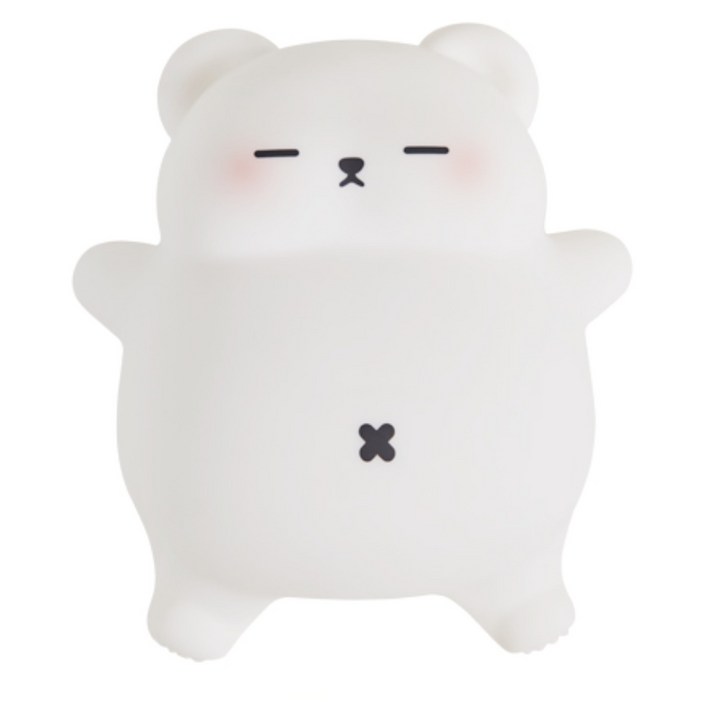 Anystar 코 고는 곰돌이 실리콘 무드등 타이머 수면등, 흰색