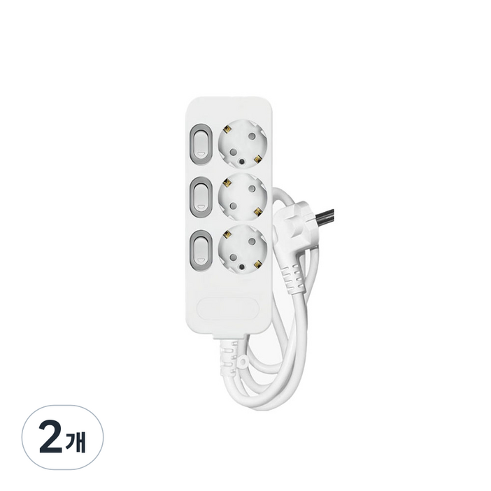 개별스위치 고용량 3구 멀티탭 3500W, 2개, 3구 화이트, 3m