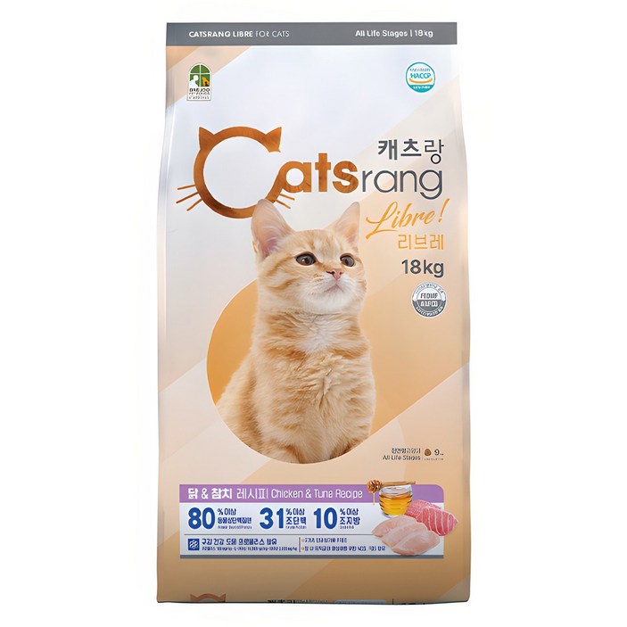 캐츠랑 전연령 고양이 리브레 건식사료, 닭+참치, 1개, 18kg