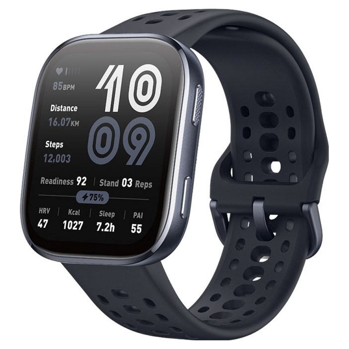 어메이즈핏 Bip 6 스마트워치, GPS + 블루투스, 46.3mm, 블랙