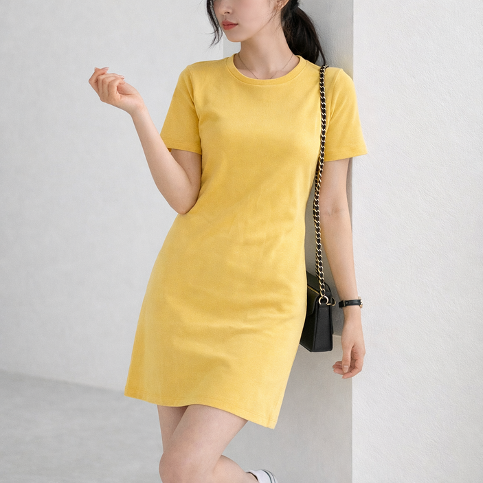 라라온 심플 라운드넥 반팔 미니 원피스 TSP1709 빅사이즈 포함