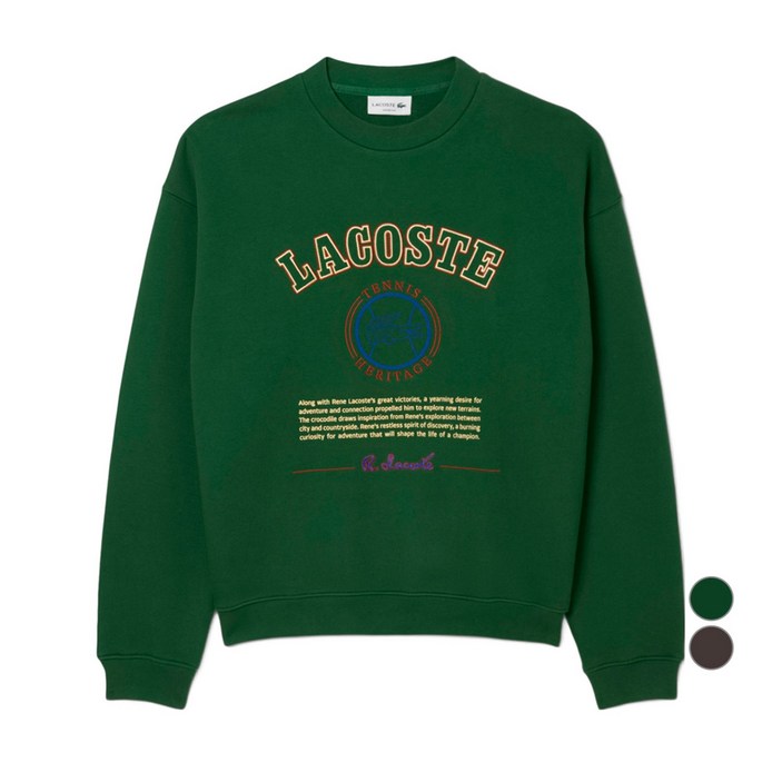 라코스테 남성용 빅 그래픽 루즈핏 크루넥 스웻셔츠 SH588855N