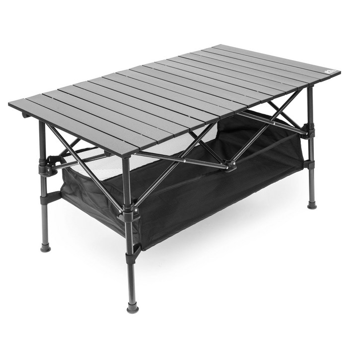 높이조절캠핑테이블 [쿠팡수입] 아웃도어 포레스트 알루미늄 디럭스 롤 캠핑 테이블, 블랙