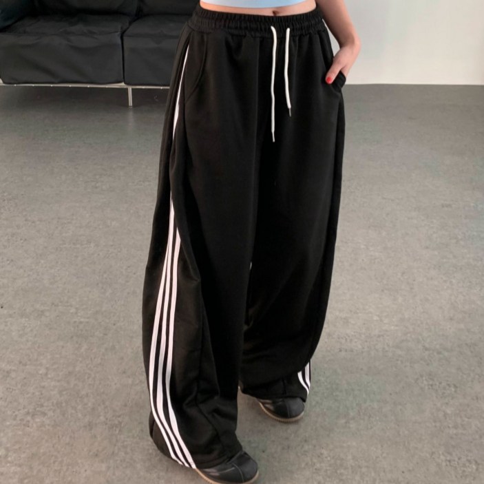 라라온 여성용 트랙 와이드 팬츠 밴딩 트레이닝 바지 TSP2946