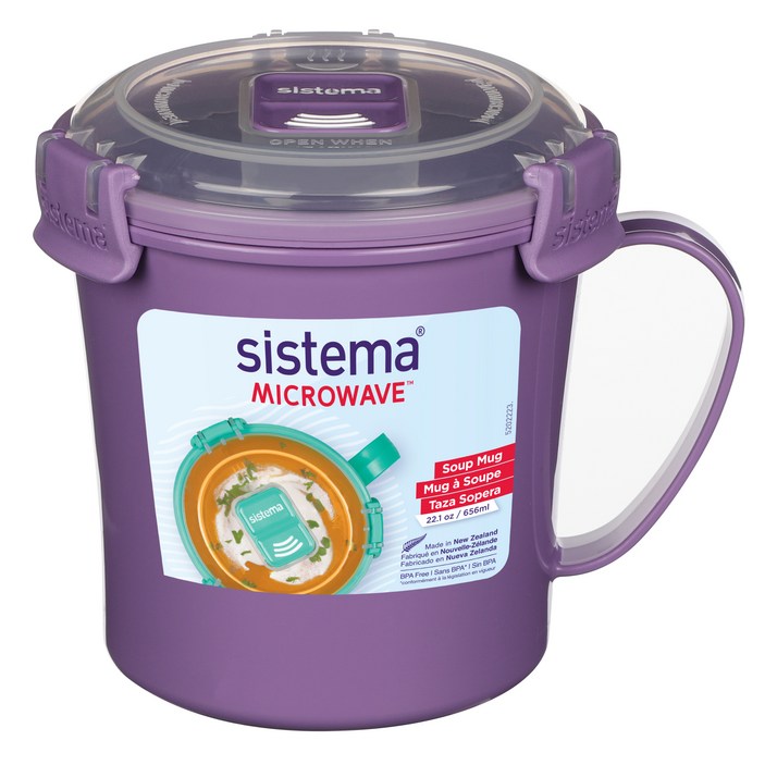 Sistema 전자레인지용 수프 머그 멀티 찜기 656ml 미디움, 미스티퍼플, 1개