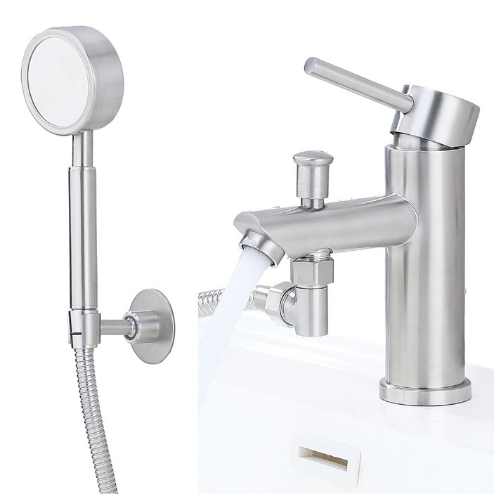 준앤코 HF01 스테인리스 세면샤워수전 샤워겸용 세면대 수도꼭지 원홀