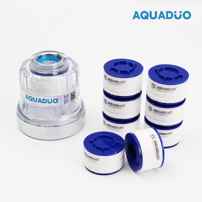 샤워플러스 SF1000 싱크대 코브라형 정수필터헤드 일반형 연수기 클리어 + 녹물제거필터 8p