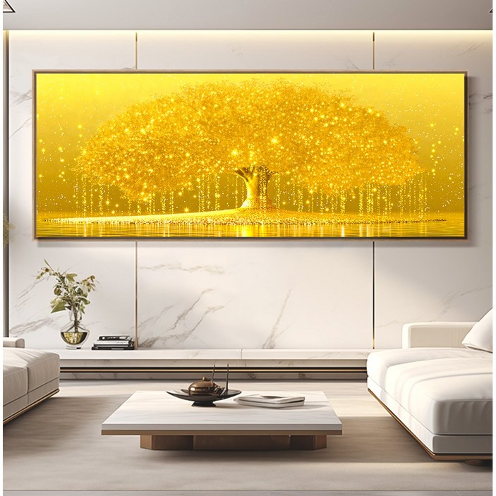 인메이블 돈들어오는 돈나무 그림 황금 별나무 와이드 캔버스 액자 거실 인테리어 풍수 인테리어