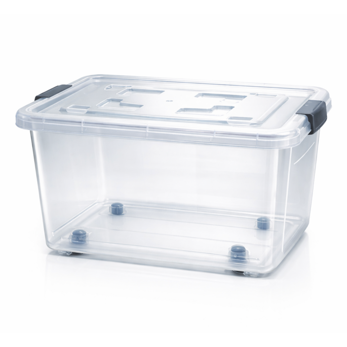 [나코] 플라스틱 바퀴달린 리빙박스 대용량 특대형 무색, 1개, 투명