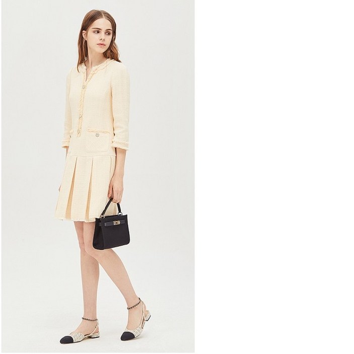 시슬리 SISLEY 아멜리아 트위드 주름 원피스  SAOP10111