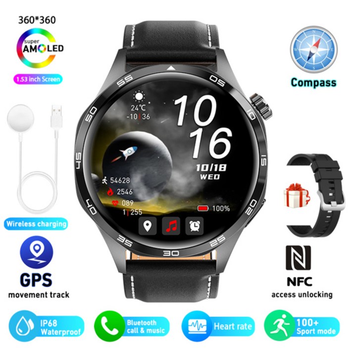 화웨이 GT5 프로 GPS NFC 스마트 워치 남자 360360 AMOLED 스크린 심박수 블루투스 통화 IP67 방수 남자 Smartwatch 2025