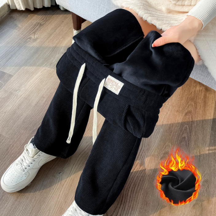 NUNUHANA 여성 겨울 밴딩 기모 와이드 바지