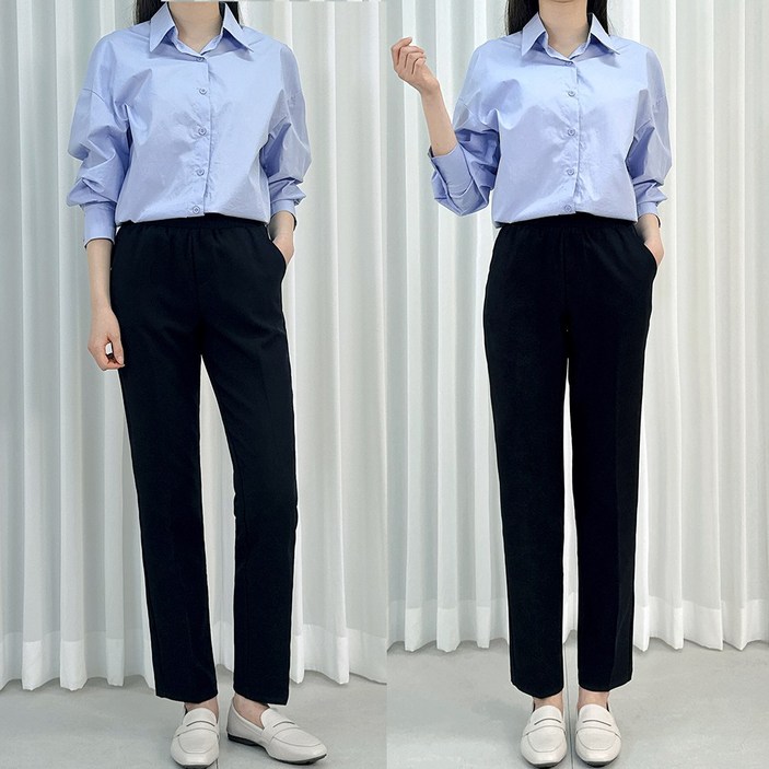 [숏/기본/롱 S~3XL]여성용 빅사이즈 밴딩슬랙스 정장바지 라이크 밴딩팬츠