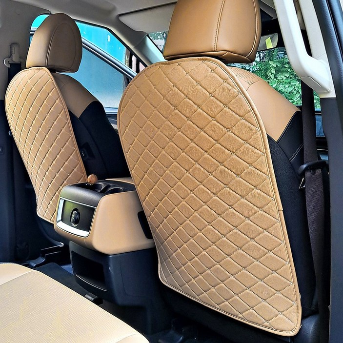 가온 퀼팅 가죽 킥매트 자동차 시트커버, 블랙+ 베이지, 1개