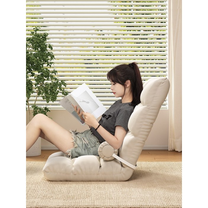 접이식 소파 침대 등받이 5단 각도조절 리클라이너 1인 좌식의자 안락 의자 쿠션 허리베개 포함