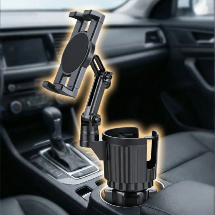 플로안느 차량용 컵홀더 휴대폰 폴드 태블릿 모니터 거치대, 블랙, 1개