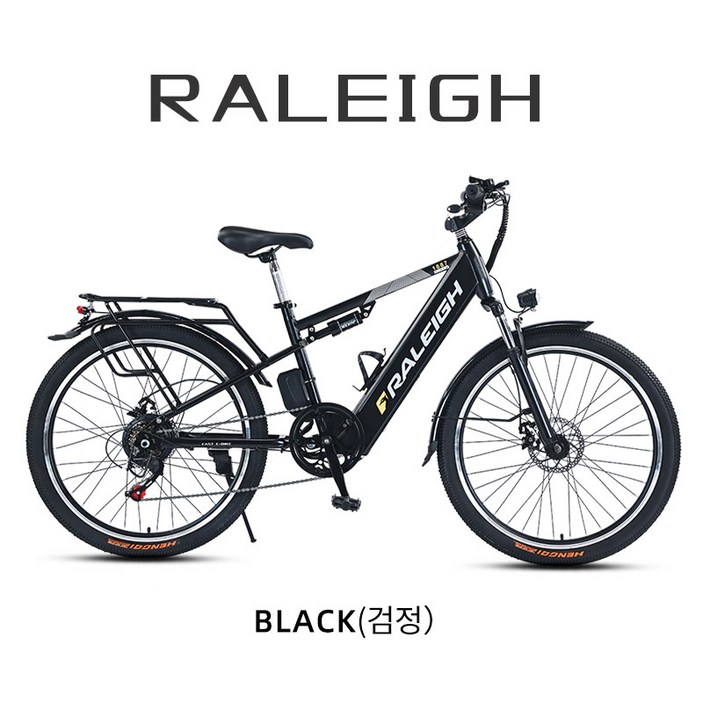 MTB 전기 자전거 26인치 시마노7단 출퇴근 자토바이 전동 바이크, 블랙, 스틸