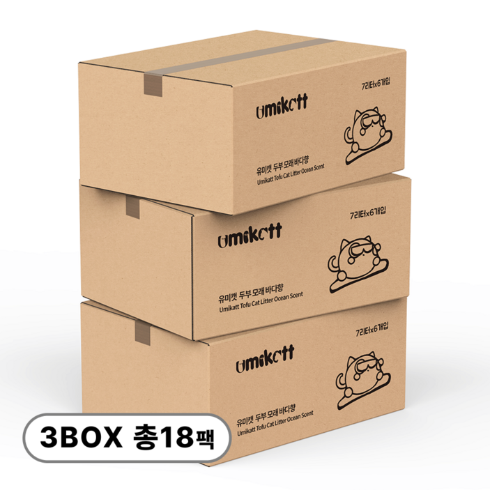 유미캣 고양이 두부모래 2.8kg, 바다향, 18팩, 7L