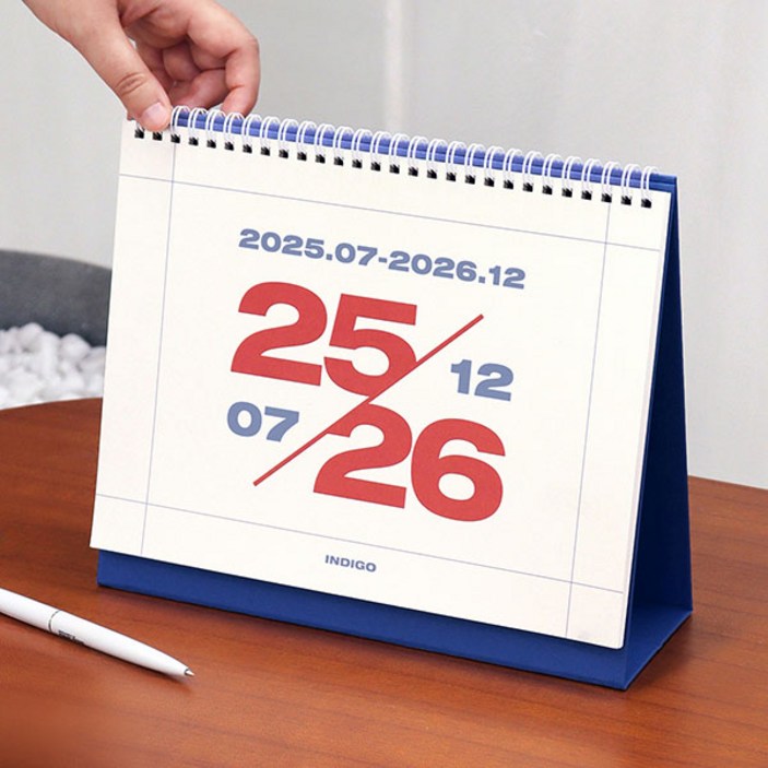 인디고 (25-26) 기본 18개월 탁상 달력 (25년 7월~26년 12월) - 스케줄러, 업무/일정관리, 데일리 데스크 캘린더