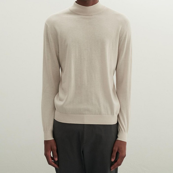 인디안 솔리드 하프넥 니트 봄 울혼방 반폴라 BH4F20018201