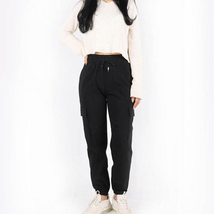 GTM 1+1 GTMC 여성면스판 조거팬츠 꾸안꾸 밴딩카고 운동복 데일리 포켓바지 2종세트