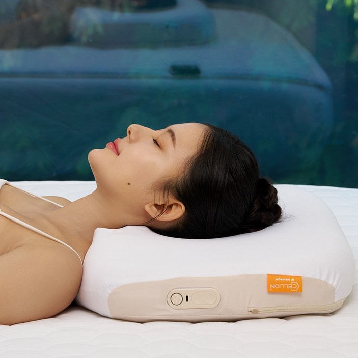 셀리온 목 어깨 승모근 무선 베개 마사지기, 베이지, 셀리온 N베개 마사지기