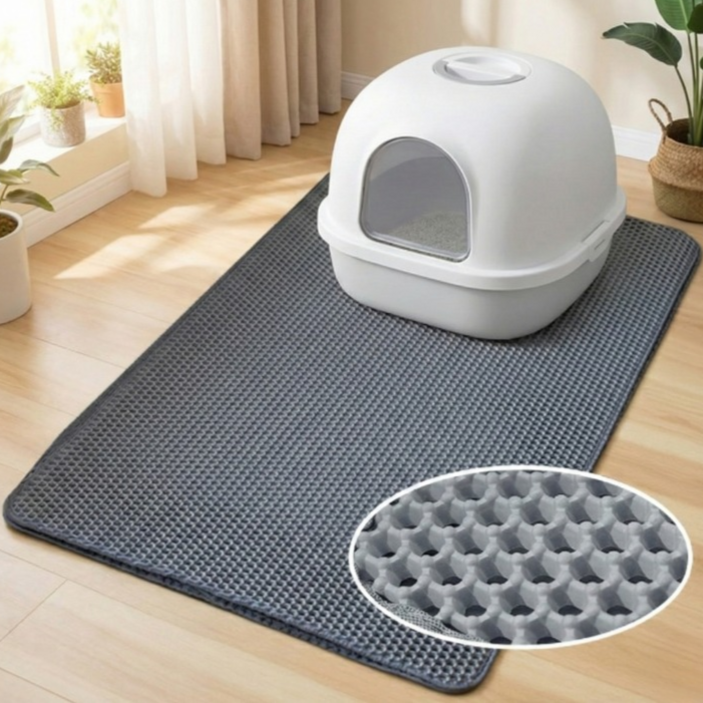 포인터러브 사막화방지 벌집 구조 고양이 화장실 모래 매트 특대형 (70*120), 1개, 그레이