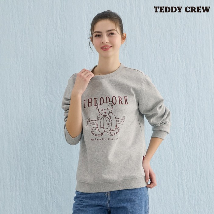 테디크루 여성 봄가을 간절기 나들이에 입기 좋은 클래식 레터링 맨투맨 MELANGE (T02O-1)