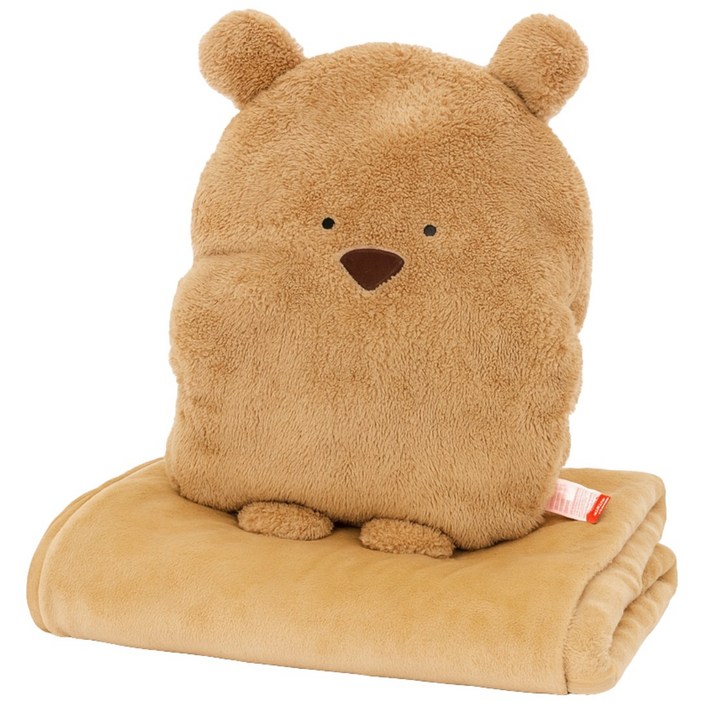 위드리빙 곰 인형 쿠션담요 2in1 담요수납 쿠션 담요 쿠션겸용 무릎담요