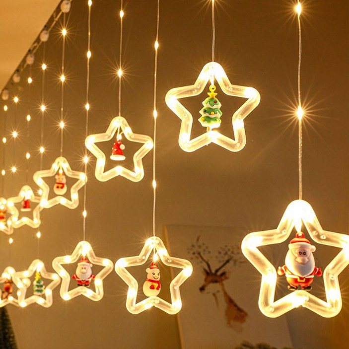 성탄장식 크리스마스 별트리 LED 조명 트리 장식 선물 전구 가랜드 벽트리 단체 무드등 유치원 어린이집 캠핑용품, 별