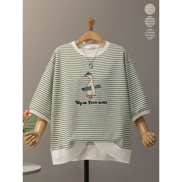 모노시크 슈니코 리틀 오리 단가라 7부 맨투맨 MNTG089