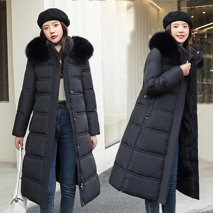 NEW 여성 고품질 롱패딩/후드 슬림핏 롱코트/허리밴딩 패딩코트/겨울 보온 롱패딩/여자 롱 방한복