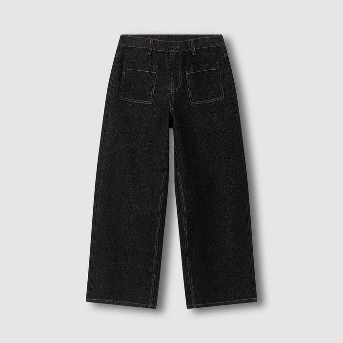 [JAJU/자주] 여 포켓 크롭 데님 팬츠_블랙