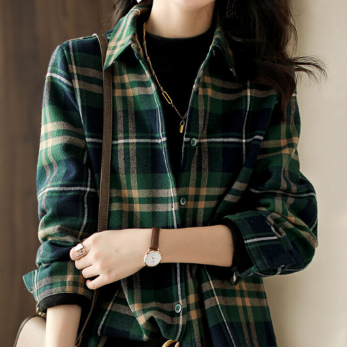 레일라 런던 체크 카라 셔츠 S250813FW-15