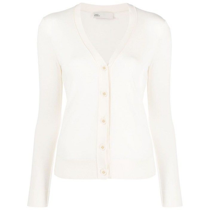 토리 버치 로고 버튼 니트 가디건
