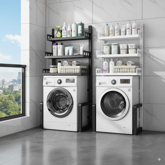 나무팩토리 튼튼한 탄소강 세탁기선반 건조기 다용도 수납 철제 선반, 1개, 블랙