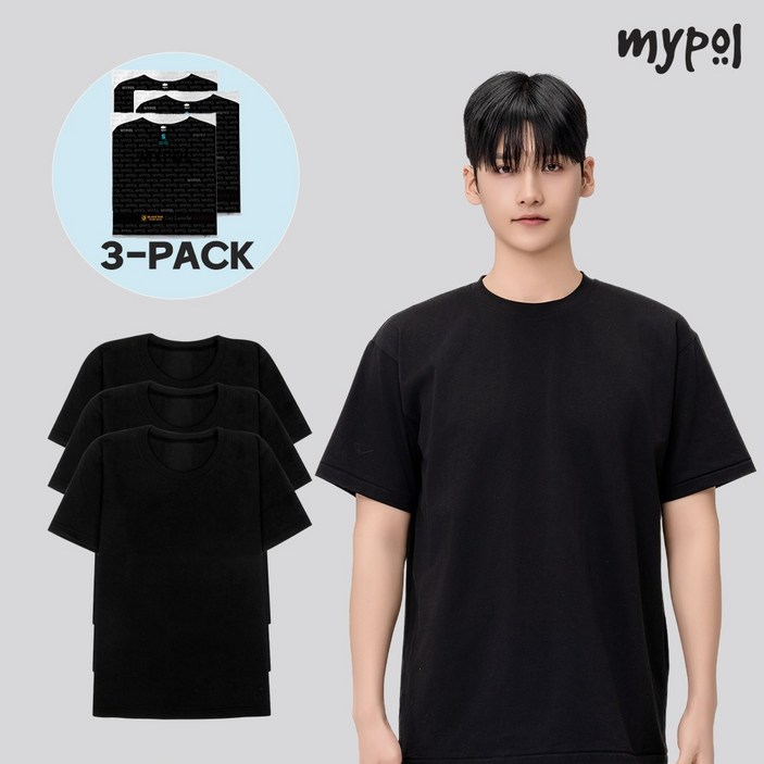 마이폴 40수 무지 반팔 코튼 쿨에어 3장