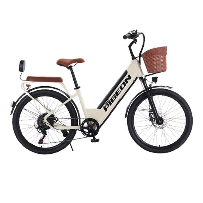 모티비아 배터리분리가능 클래식 전기자전거 PAS 스로틀 겸용 400W, 카키, 알루미늄 합금