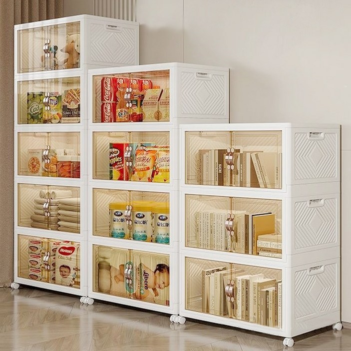 Bornoon 이동식 폴딩박스대형 접이식리빙빅스 접이식수납박스 3층 4층 5층, 단일 색상, 1세트