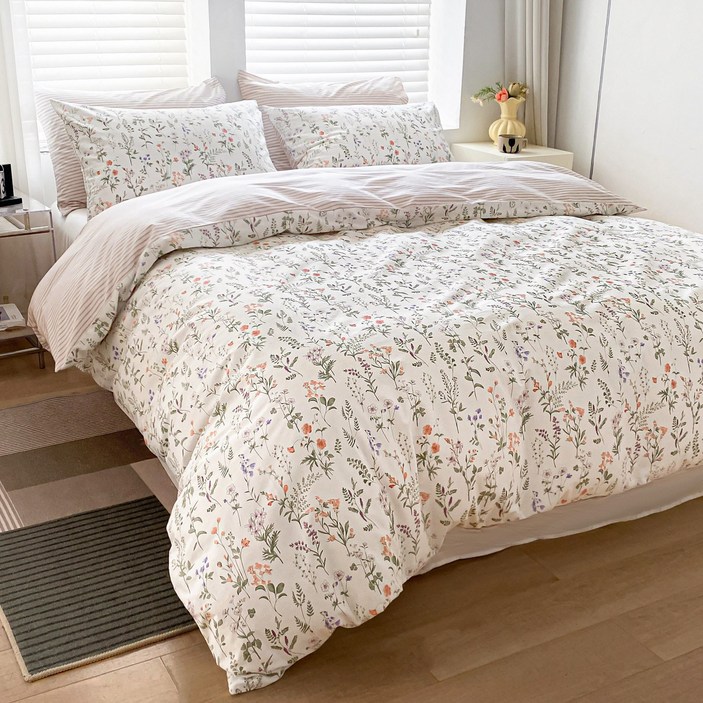 COZYKISS 화사한 화원 순면 100% 이불커버 단품 부드러운 침구 S/SS/D/Q