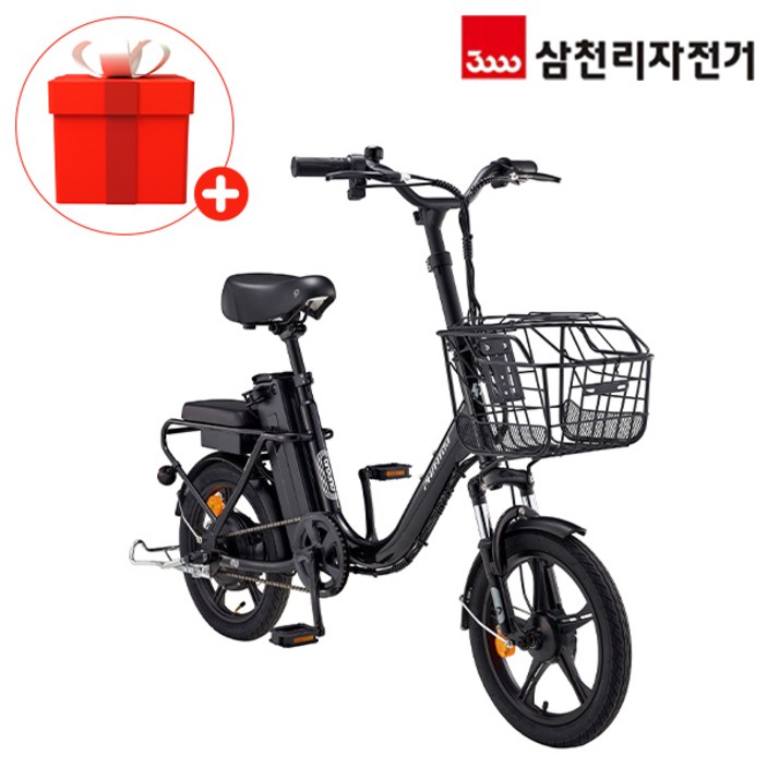 삼천리 2025 완조립 40.64cm16인치 팬텀 어라운드 파스 스로틀 미니벨로 시티 전기 자전거, 블랙