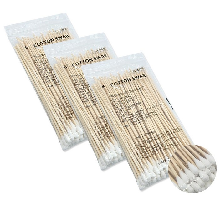 모완비 풍성 의료용 긴면봉 6인치 15cm B, 3개, 100개입