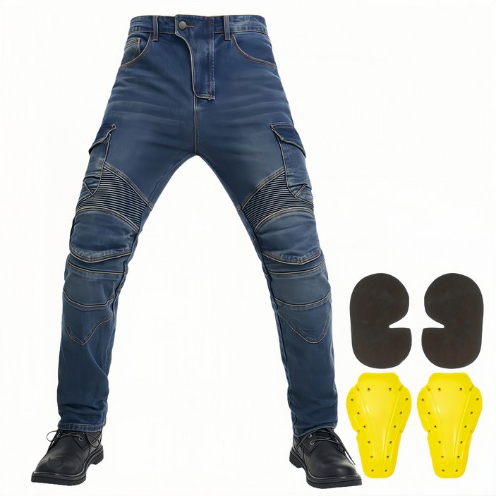 오토바이 라이딩 바지, 도시 라이딩 바지, 패션 및 안전 라이딩 바지, 보호 장비를 제거 할 수있는 라이딩 바지, 부드럽고 신축성있는 원단으로 매일 착용하기에 편안합니다., Blue