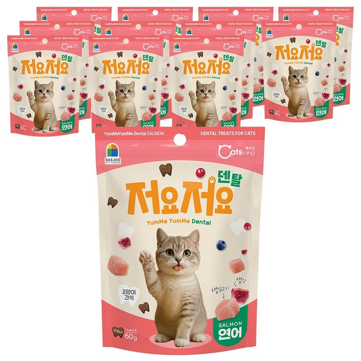 캐츠랑 고양이 저요저요 덴탈 간식, 연어, 60g, 12개