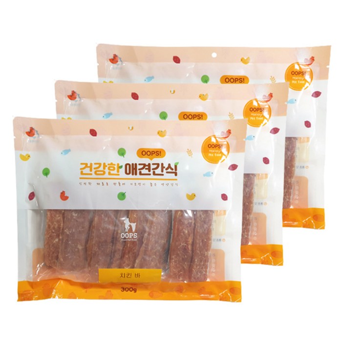 웁스 강아지 건강한 간식, 치킨바, 300g, 3개