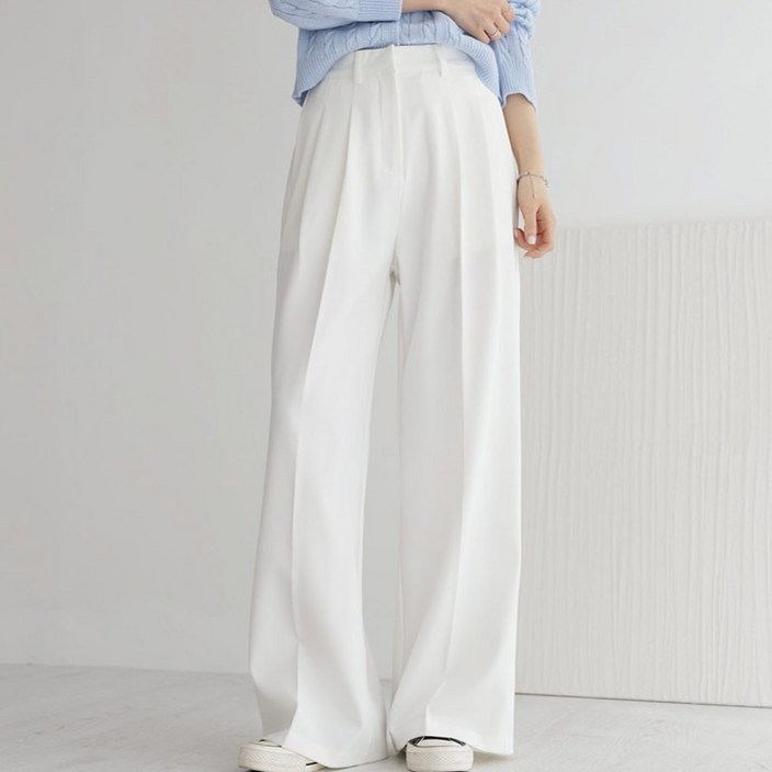 앤드스타일 여성용 숏기본롱 기장 맞춤 4탄 모던 핀턱 와이드 슬랙스 264381